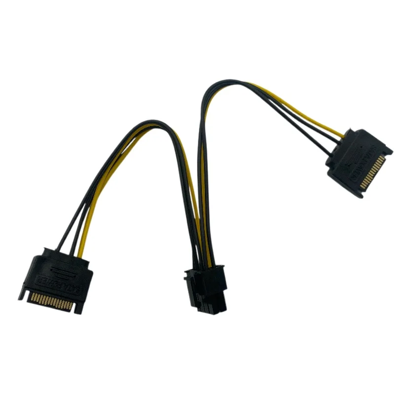 Dual SATA 15pin to 8pin Graphic Card Power Adapter Cable 20cm PCIE SATA Power Supply Cable 8p to SATA for Bitcoin Miner Mining
