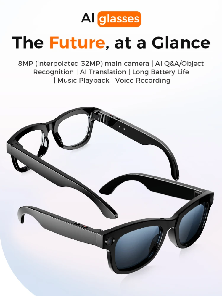

Ai Smart Glasses With 800w High-definition Camera, 4G Memory,Bluetooth Headphones,call,Music,Photo Shooting,Video Recording