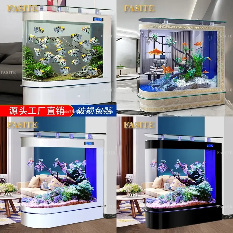 For Living Room Household Medium Large Bullet Goldfish Tank Glass Ecological Floor Screen Aquarium Source Factory
