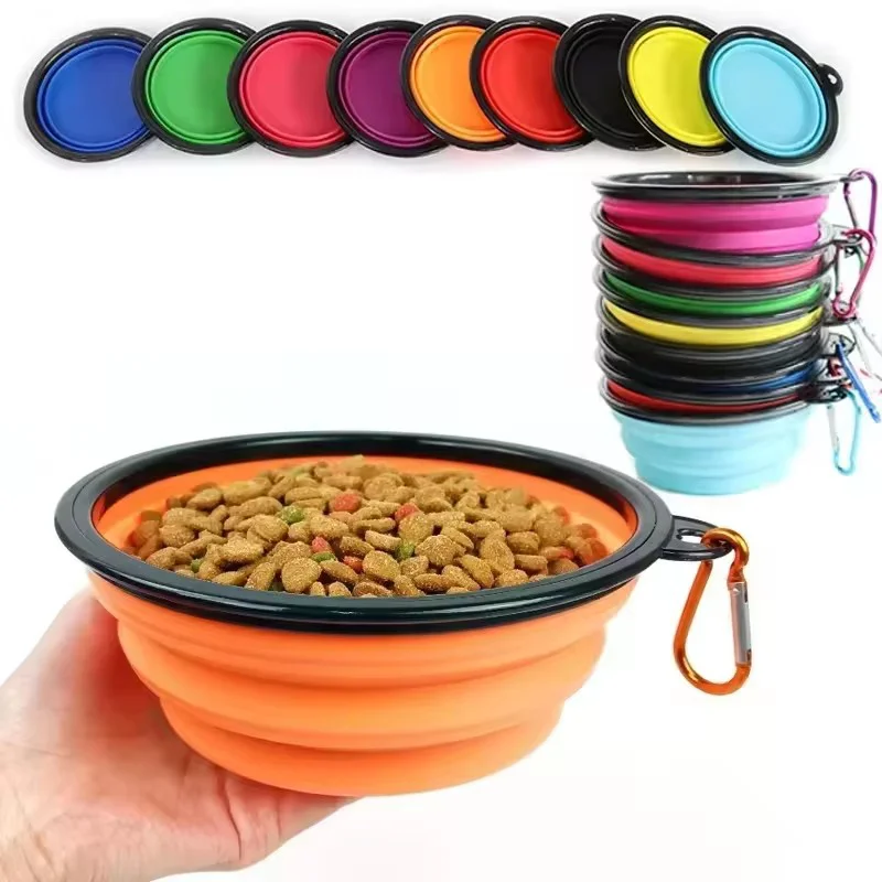 Collapsible Dog Pet Folding Silicone Bowl Outdoor Travel Portable Puppy Food Container Feeder Dish Bowl Pet supplies - view 6