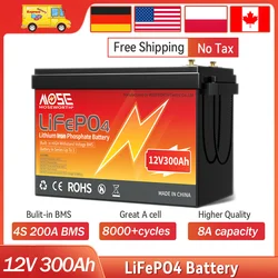 LiFePO4 12V 100Ah 200Ah 300Ah 50Ah pacco batteria grado A 6000 + cicli con BMS per RV Golf Cart Boat batteria solare 12V litio