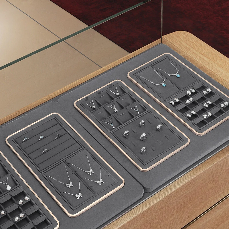 

Jewelry tray Gray microfiber necklace ring earrings Bracelet Jewelry tray Counter display jewelry display stand