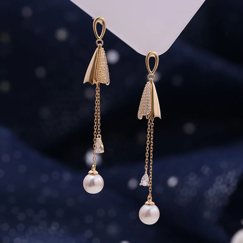 MeiBaPJ 8-9mm Natural Round Freshwater Pearls Long Tassels Drop Earrings Real 925 Sterling Silver Fine Charm Jewelry for Women