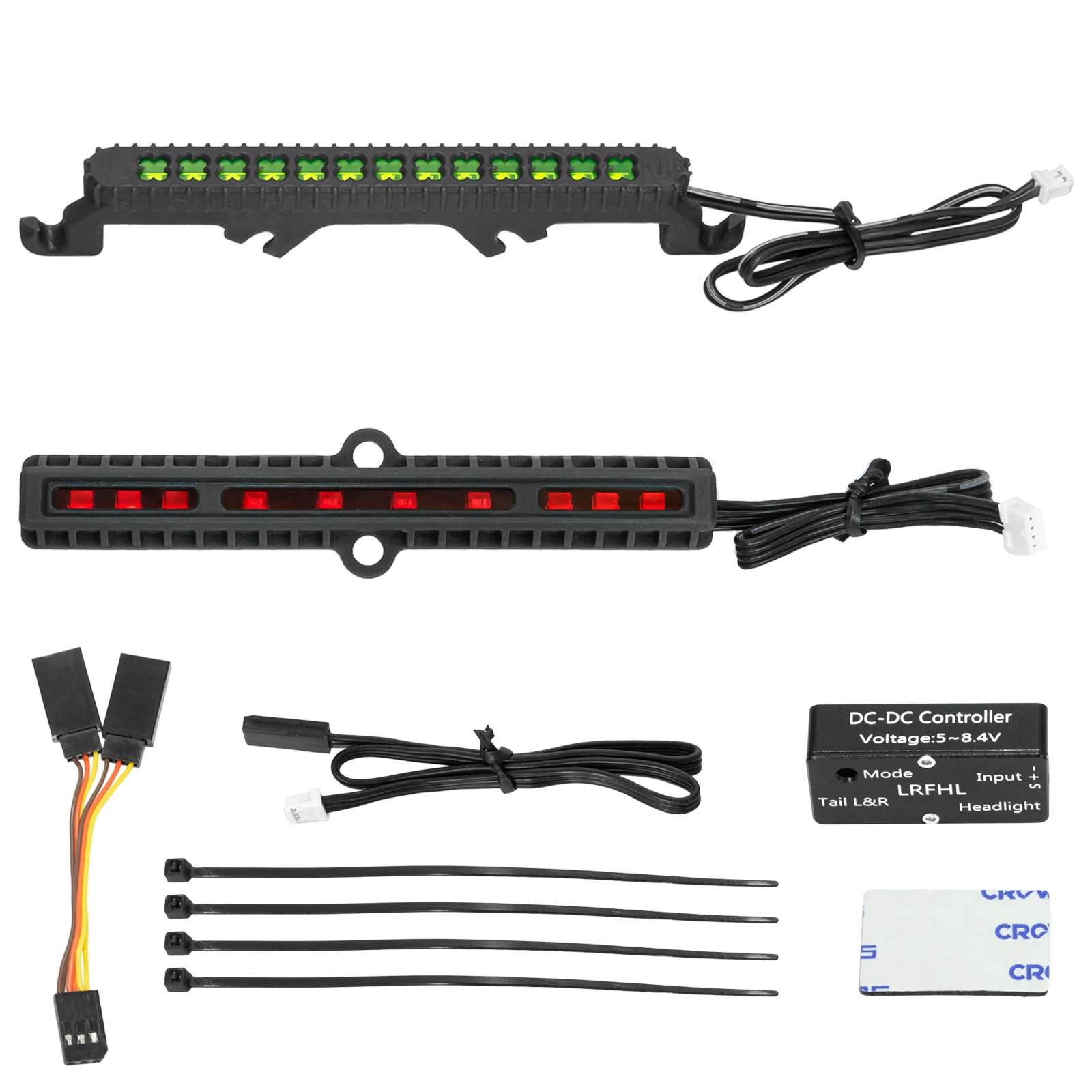 OKHL 2개 RC LED 전후방 차량 조명 키트 1/16 1/14 모하비 그롬 4X4 RTR 브러시드 사막 트럭 라이트 바 업그레이드용