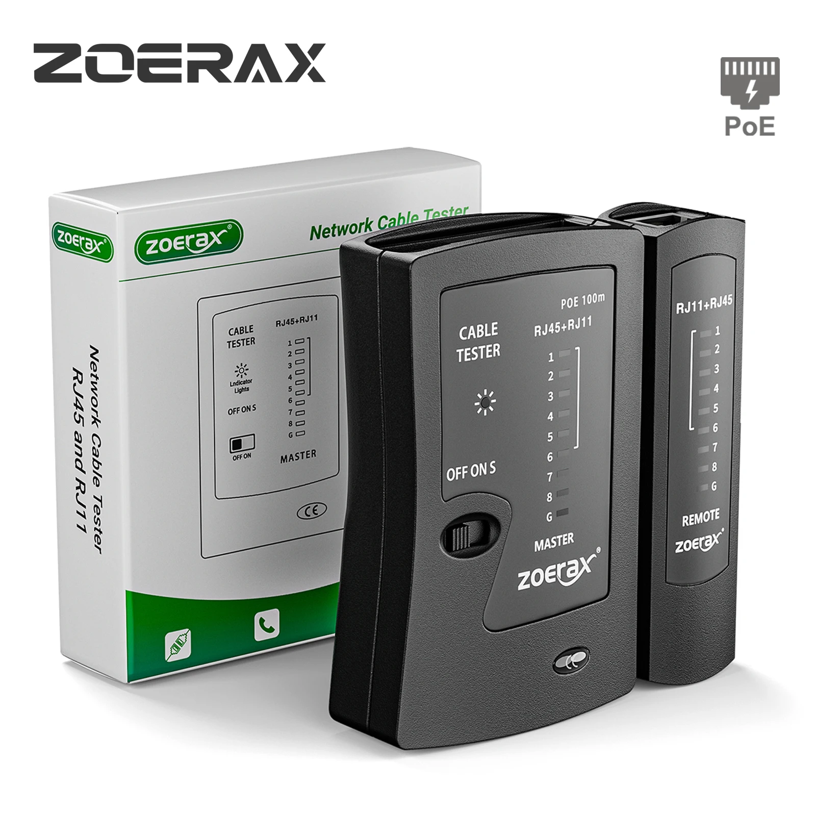 ZoeRax Network Ethernet Cable Tester for LAN RJ45 Cat5 Cat5e Cat6 Cat6a Cat7 UTP/Shielded Cable and RJ11 RJ12