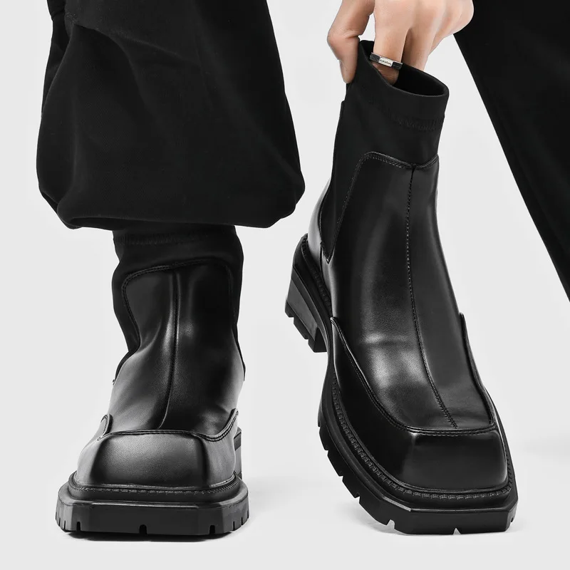 

High Quality High-top Locomotive Men's Boots British Style Outdoor Mountaineering Platform Tooling Boots for Men Botas Hombre