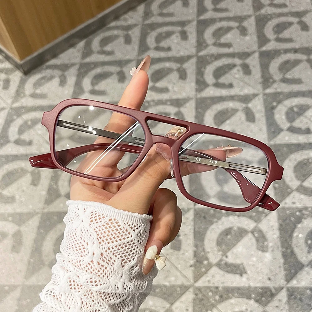 Retro Retro Double-Bridge Pilot Square Glasses, Matte Frame Anti-Blue Light Reading Glasses for Men and Women, 1.0X to 4.0X Magnification Options Available - Aliexpress Deal