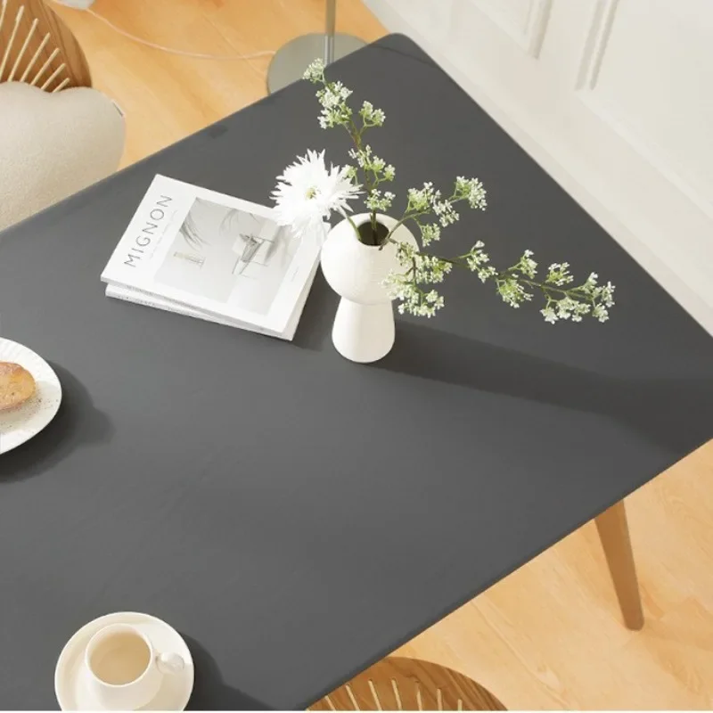 Premium PU Leather Tablecloth Waterproof Heat Resistant Fabric Cover with Neat Hem for Dining Room Kitchen Coffee Desk Rectangle