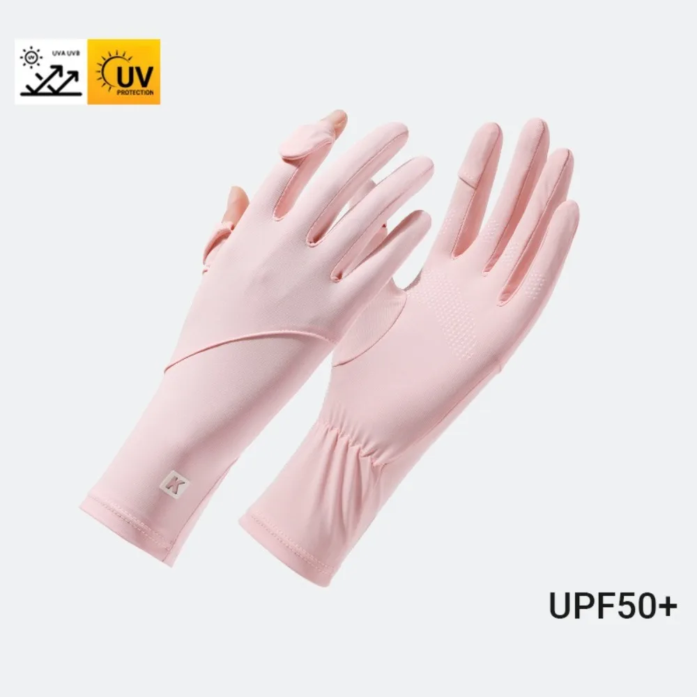 새로운 터치 스크린 아이스 실크 장갑 안티 UV 고탄성 자외선 차단 장갑 미끄럼 방지 통기성 플립 핑거 장갑 남여