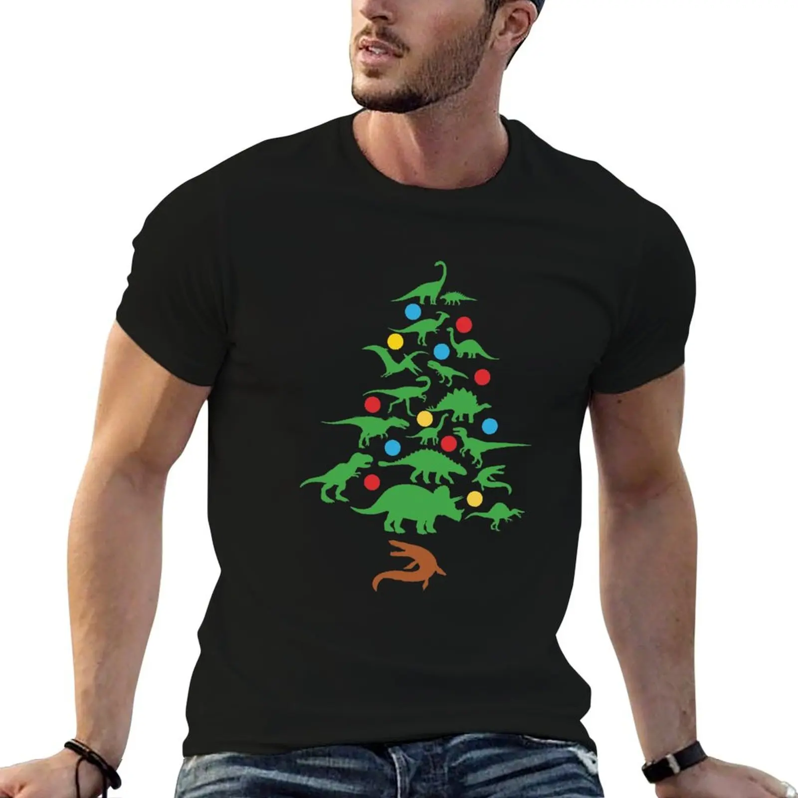 Christmas Gift for Paleontologist Christmas Tree Dinosaurs T-Shirt anime figures graphic shirts men clothing