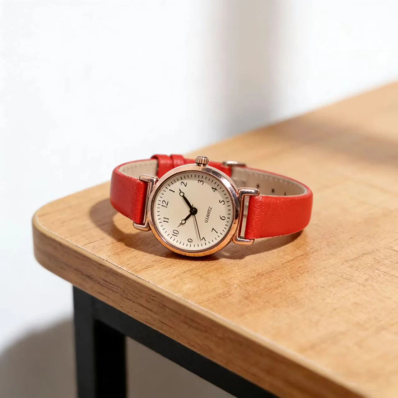 Round Fashion Women's Leather Belt Quartz Wristwatch, Suitable for Ladies' Daily, Formal and Festive Occasions