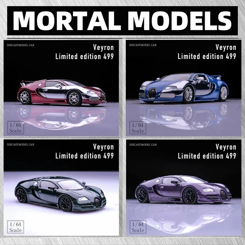 Mortal 1:64 Veyron Chrome Carbon Diecast Diorama Car Model Collection Miniature Toys