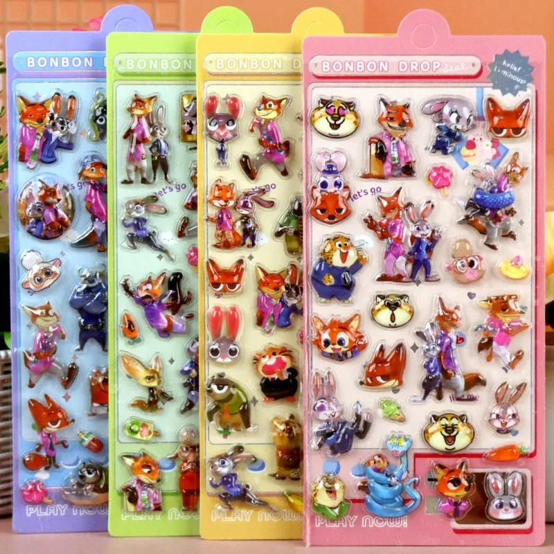 Adesivos de Cristal 3D Zootopia, Decorações de Filme Infantil, Presentes de Ano Novo, Decorações Circundantes