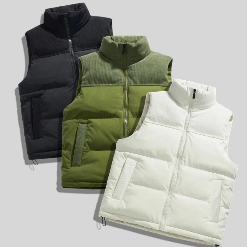 الشتاء الرجال أسفل سترة رشاقته الباردة واقية الوقوف طوق الذكور صدرية بسيطة بلون أكمام تنوعا معطف الرجل اليومي #5