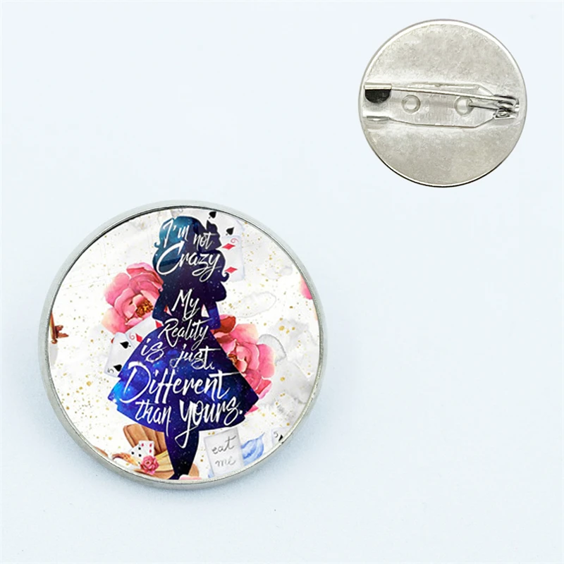 Alice In Wonderland Wonderland Garden Pin Glass Dome Brooches Shirt Lapel Bag Cute Badge Cartoon Jewelry Gift for Friends view 5