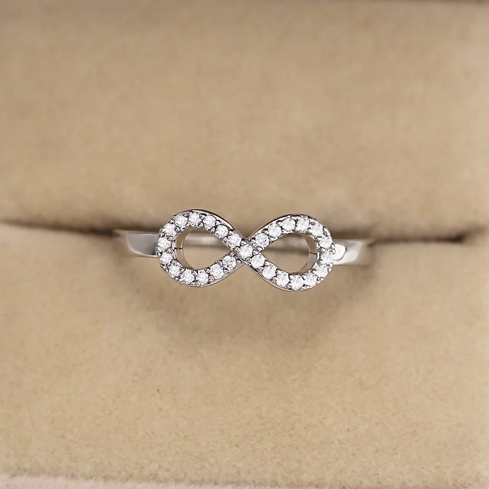 Bague en Acier Inoxydable Polyvalente pour Femme, Design Simple et Élégant, Micro-incrustation de Zircon 5A, Symbole Infini Chiffre 8, Bijou de Doigt Tendance
