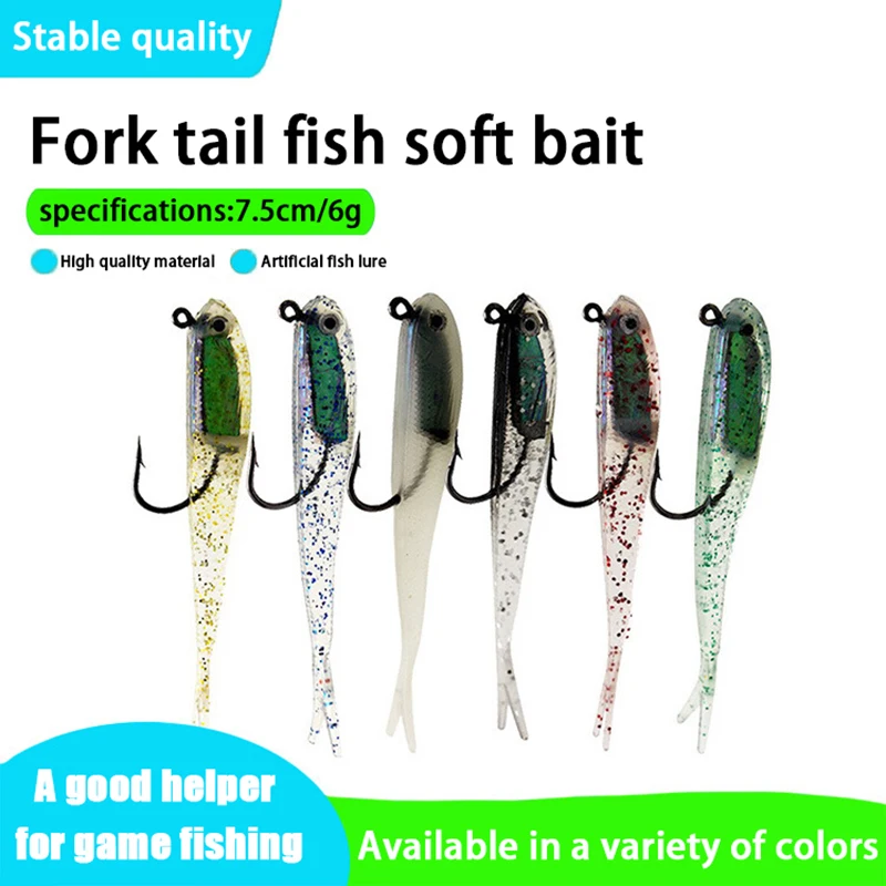 Lead Fish Soft Fish Soft Bait Fork Tail Fake Fish Soft Fish Luya Bait Soft Worm Cocky Mouth Bass Catfish Black Bait