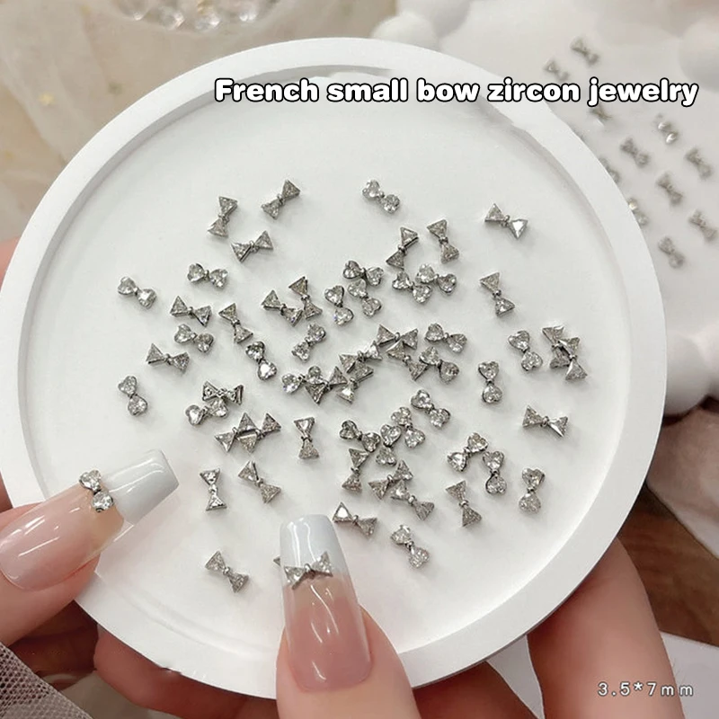 3d Nail Art Decoration Clear Diamante Bow Rhinestone Crystal Gems Nail Charms Nail Art Decoration 5pcs/1 Bag