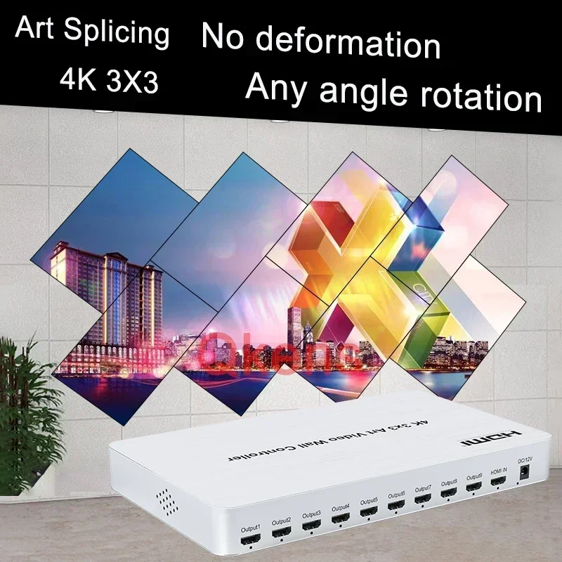 4K 3x3 1x3 2x2 2x4 Multi Monitor Splicing Processor HDMI Art Splicing Video Wall Controller Vertical Screen Splicing TV Splicer