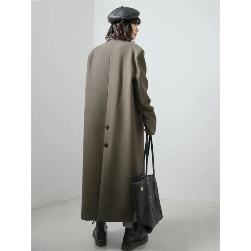Autumn and Winter New Chic College British Style Student Korean Version Hong Kong Flavor Retro Long Suit Trench Coat Coat Women