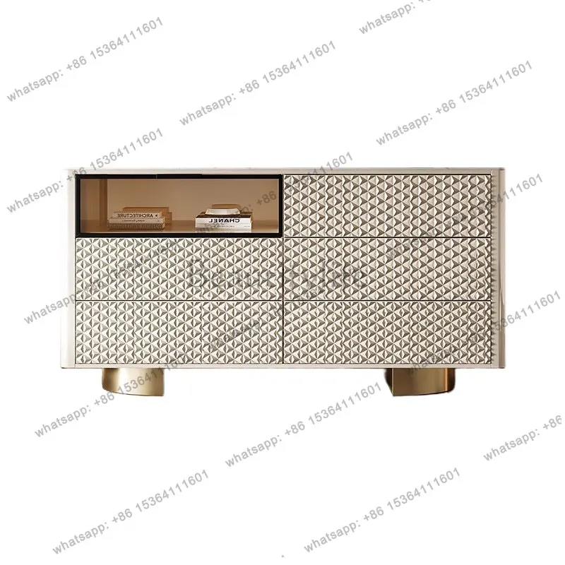 

American light luxury solid wood chest, living room slate paint storage locker