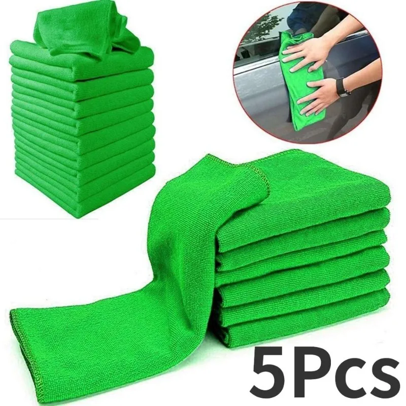 5Pcs Hot New Soft Auto Detailing Green Microfiber Car Wash Towel Cleaning Duster