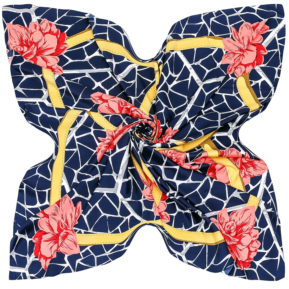 

Women's 130cm Diamond Grid Floral Scarf All-Purpose Beach Shawl Sun Protection Head Wrap Four-Season Travel Gift Present