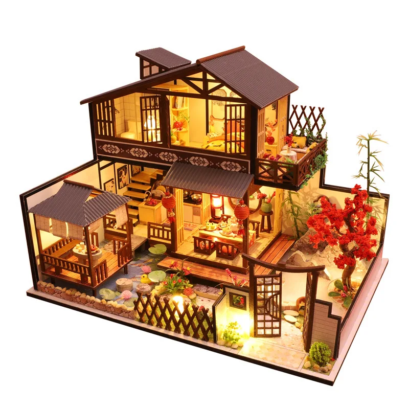 DIY Japanese Wooden Cabin Villa “Forest Valley” – Handcrafted 3D Assembly Miniature House, Birthday Gift for Women