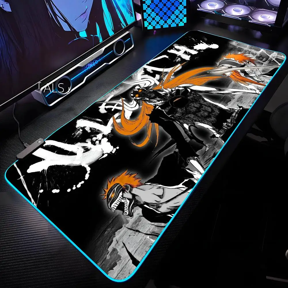 Anime B-BLEACH Mouse Pad RGB Backlit Mouse Pad Laptop Mouse Pad Laptop Gamer Computer Desk Gaming Accessories