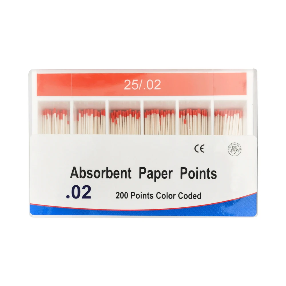 02Taper Dental Absorbent Paper Points 15-40 # 25# 30# Paper Points Root Canal Absorption Pure Cotton Fiber Dental Material