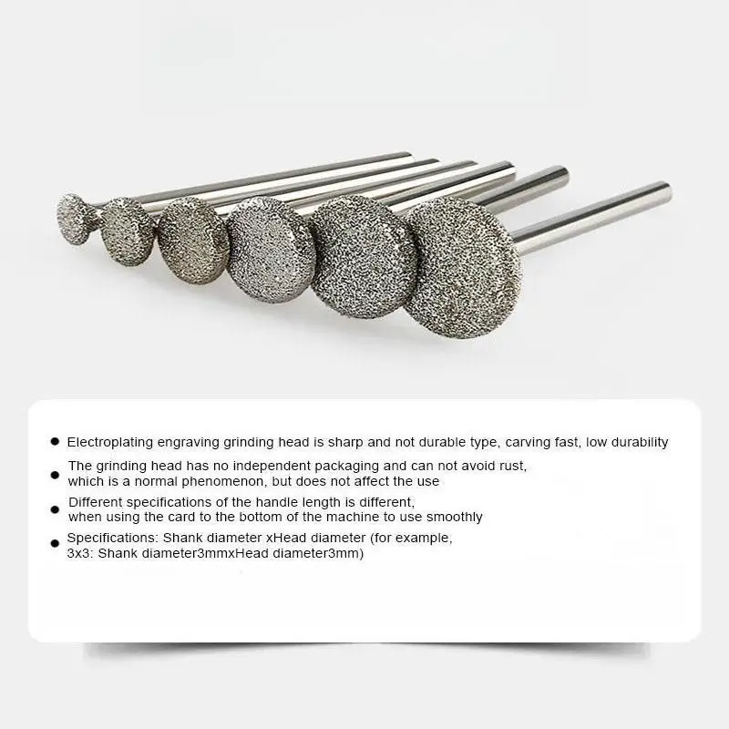 6 Stück Dremel Zubehör Schleifköpfe Fräser 3mm Schaft Jade Stein Schnitz- Polier- und Gravierwerkzeuge – Detail 9