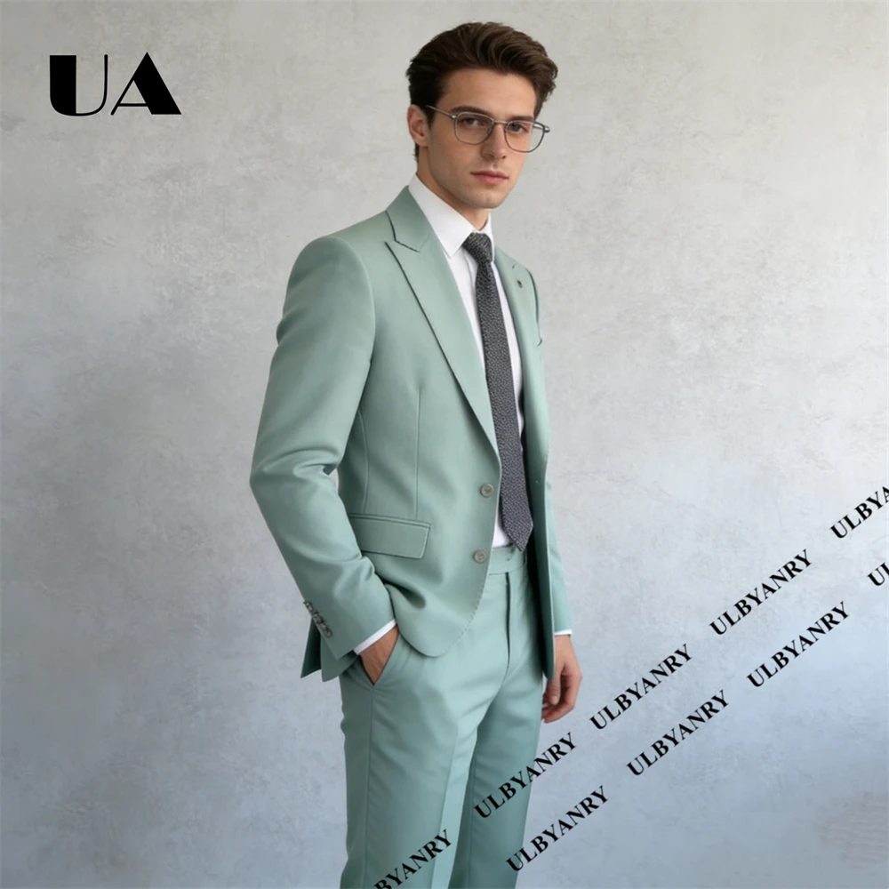 

ULBYANRY 2026 New Double Vent Suit Set for Men, Two Pieces Solid Formal Suit, Single Breasted Jacket with Trousers 100+ Colors