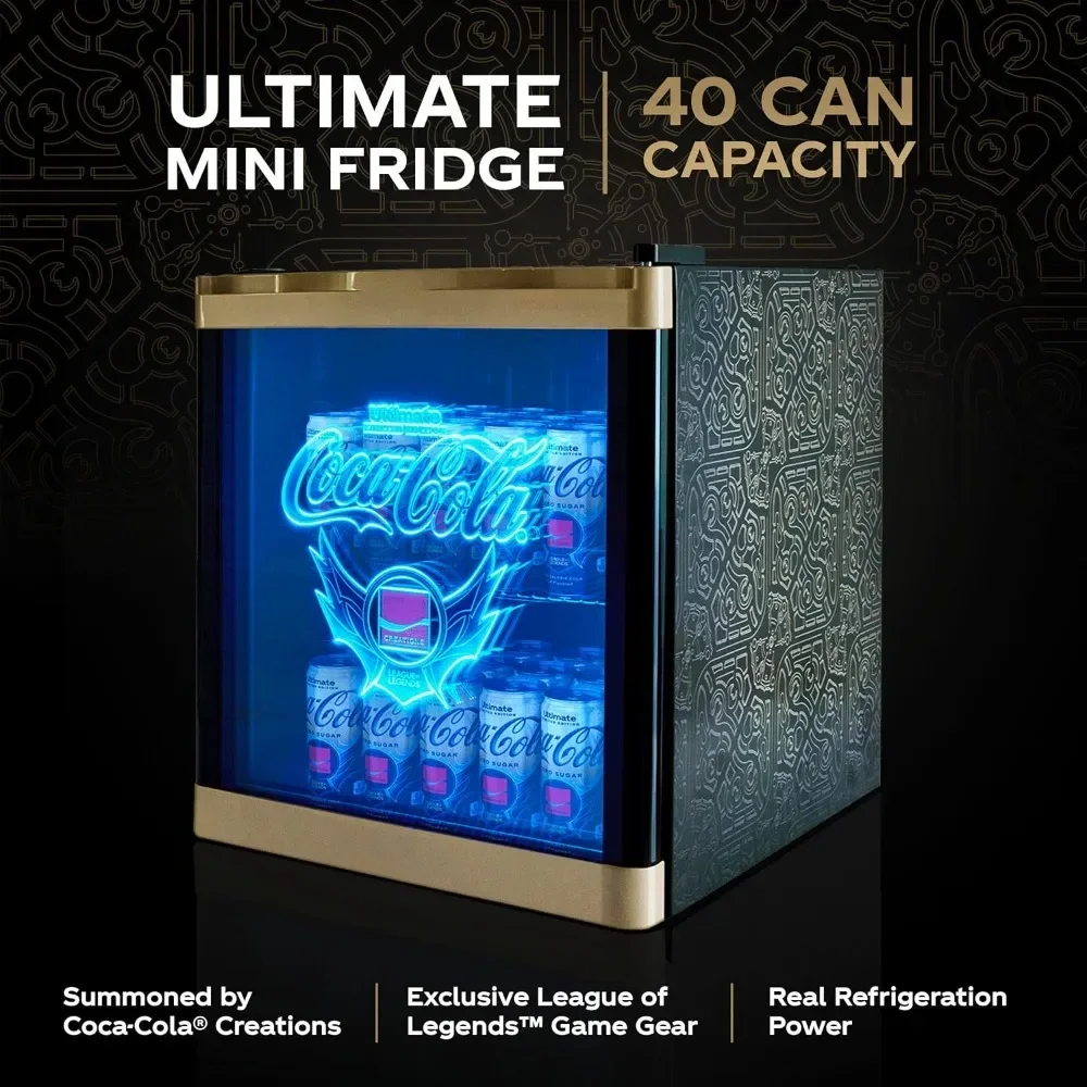 Mini refrigerador definitivo de 48 litros: Coca-Cola de edición limitada ®   Mini refrigerador exclusivo para sala de juegos, luz LED fría