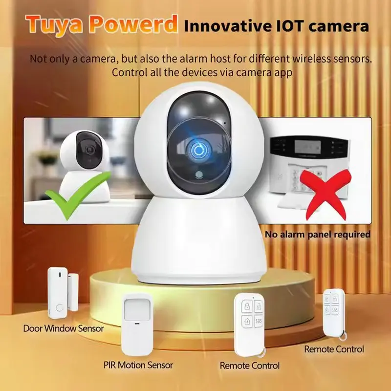 TUYA IOT 2.4G WIFI +BLE Connection Alarm System with Camera Support Scene Linkage PIR Detector Door Sensor for Home Security