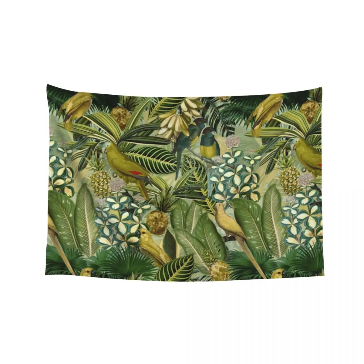 

Vintage Green Tropical Bird Jungle Botanical Night Garden Tapestry Decoration Wall Room Decorations Tapestry