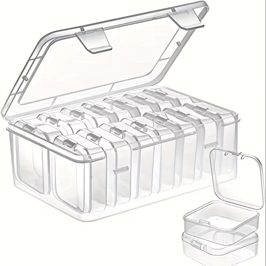 14Pieces  Clear Plastic Storage，Craft Storage Organizer for Craft Jewelry Beads Earring Ornament Container Tool Fishing Hook