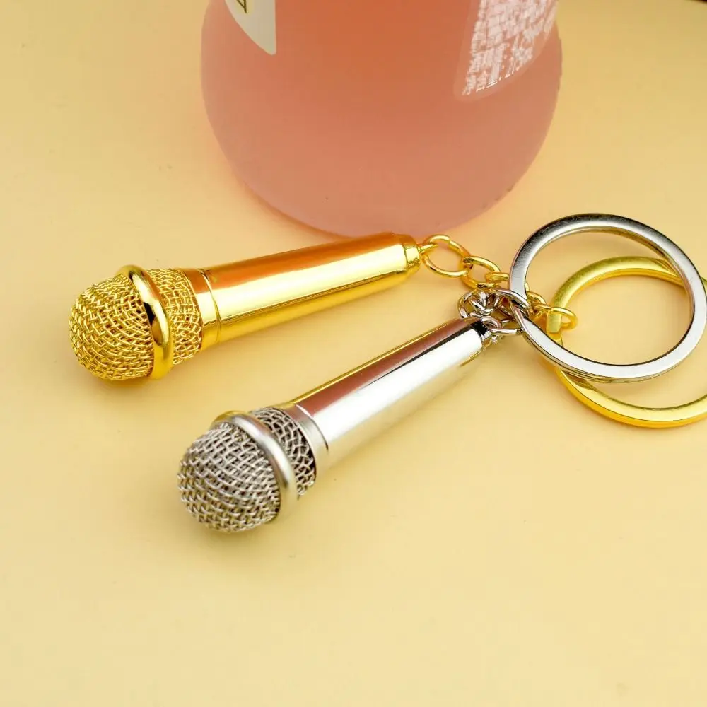 Decoration Fashion Microphone Key Ring Personalized Metal Car Key Holder Cute Design Creative Pendent Key Chain Women Men