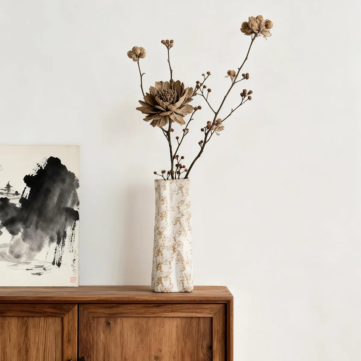 CAPIRON Wabi Sabi Rusty Texture Ceramic Vase Vintage Retro Minimalist Flower Pot Home Decor Table Centerpiece Ornament Office