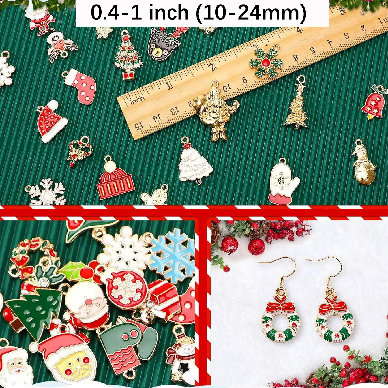 50/100pcs mixed alloy dripping oil Christmas jewelry pendant Christmas atmosphere DIY bracelet necklace keychain accessories