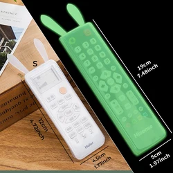 Night Light Remote Control Cover with Rabbit Ears Silicone Dustproof Protective Covers for TV AC Remotes Nightglow Control Case