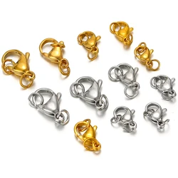 25pcs Stainless Steel Lobster Clasp With Jump Rings for DIY Chain Necklace Bracelet Jewelry Making Findings Supplies Connector