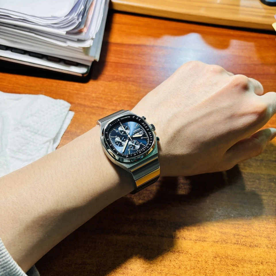 Hruodland 2025 New Fashion Men's TV Set Design Quartz Timing Watch Stainless Steel Night Light 5Bar Waterproof Gift Reloj Hombre
