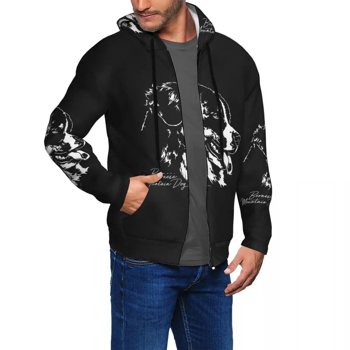 Kopie Von Bernese Mountain Dog Zipper Hoodie Harajuku Pullover Autumn Winter Men Women Sweatshirts Long Sleeve Tops