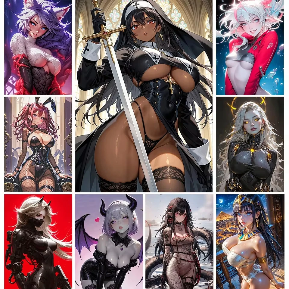 2026 5D DIY Diamond Painting Kawaii Sexy Japanese Gaming Girl Anime Art Full Drill Rhinestone Mosaic Wall Decor Gift for Home