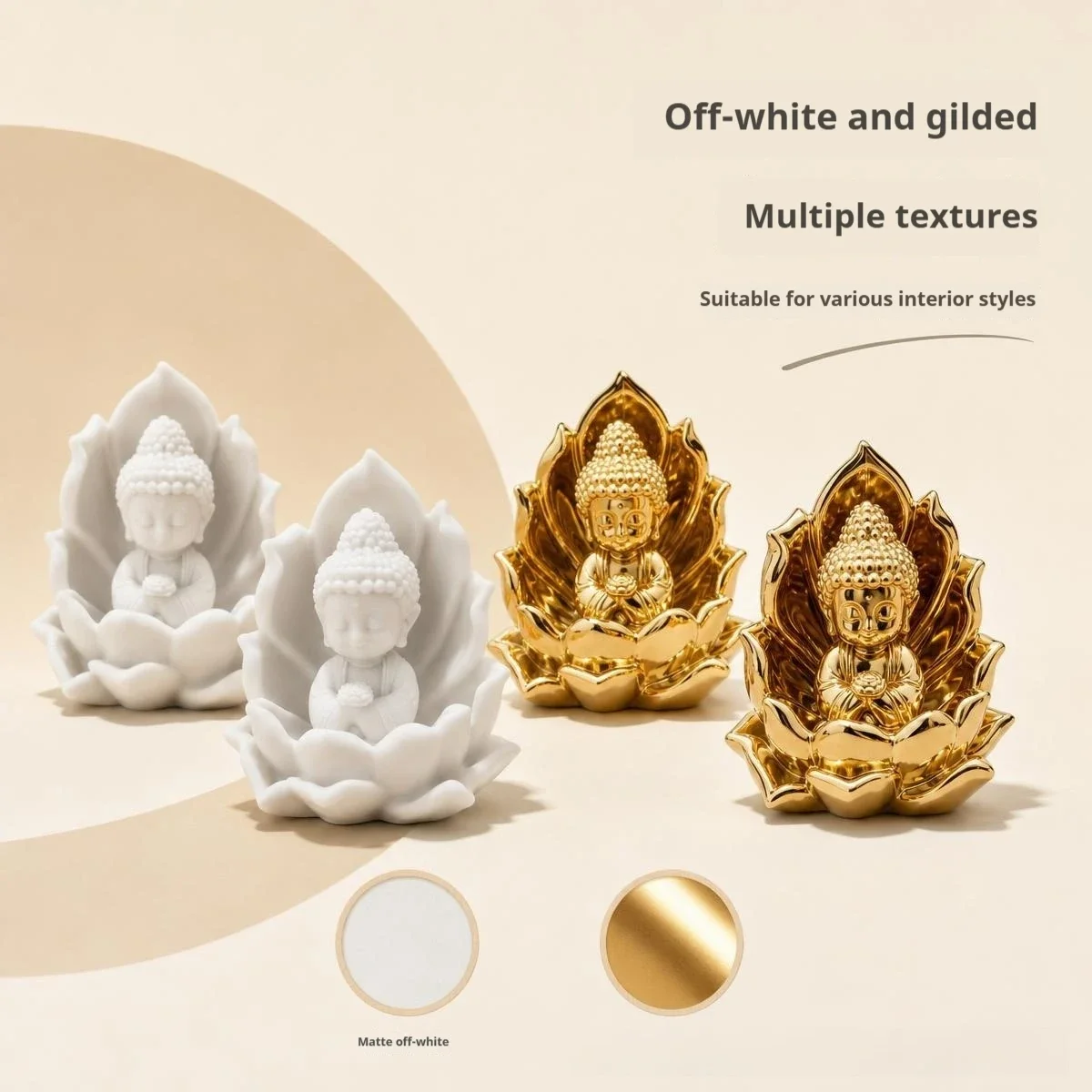 3D Printed Lotus Buddha Statue Car Dashboard Ornament, Mini Buddha Figurine with Adhesive Pad, Home Office Desk Decor Gift