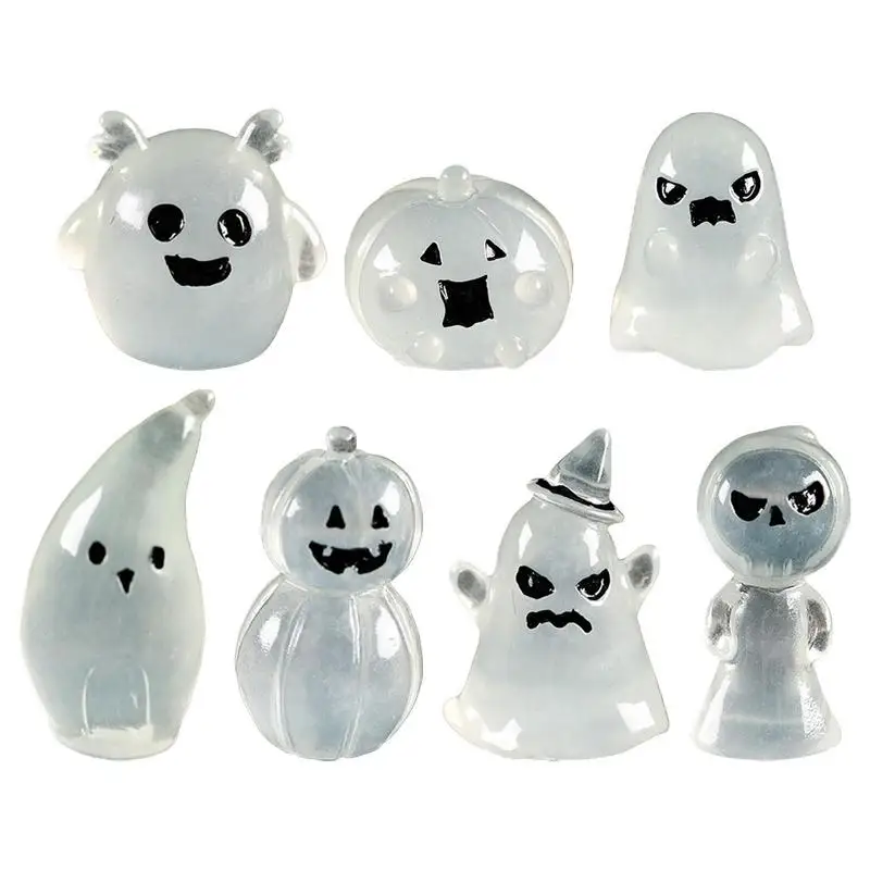 Mini Luminous Garden Decor Halloween Luminous Miniature Garden Figurines Resin Ghost Decorations Miniature Ghost Glow In The