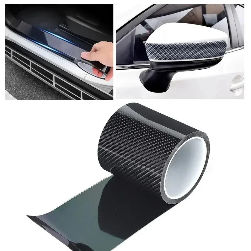 

3D wide5/10cm For Car Protector Strip Carbon Fiber Car Stickers Door Sill Protector Bumper Tape Waterproof Protection Film Nano