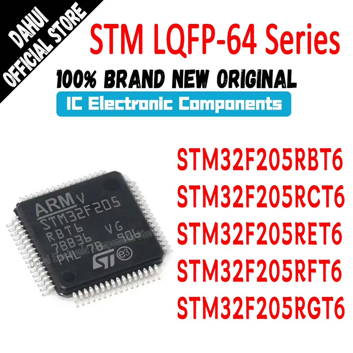 STM32F205RBT6 STM32F205RCT6 STM32F205RET6 STM32F205RFT6 STM32F205RGT6 STM IC MCU Chip LQFP-64 In Stock 100% Brand New Origin