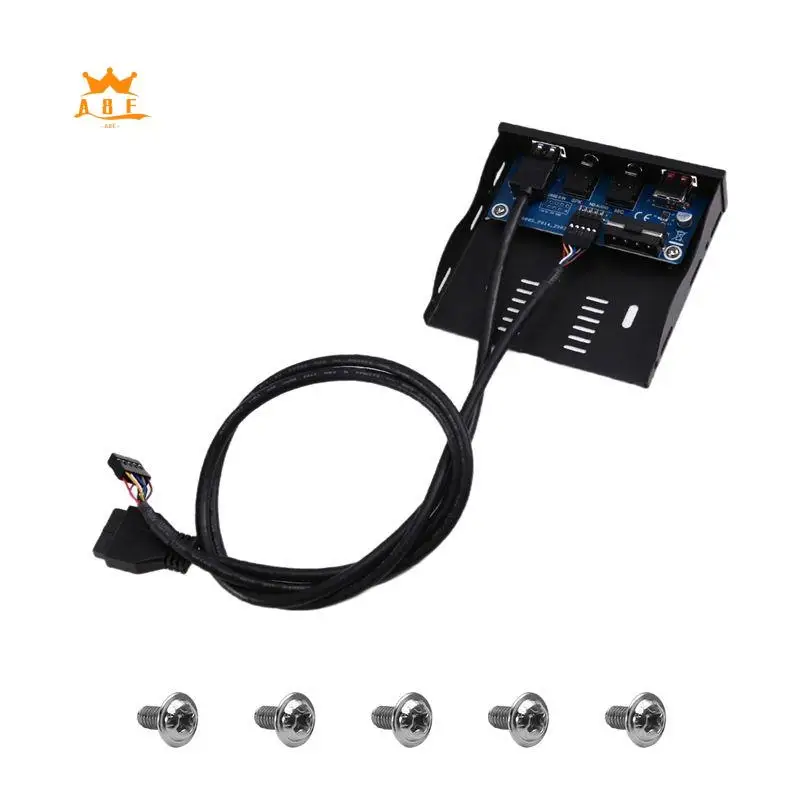 

A08E-USB Front Panel PC 19Pin 2 Port USB3.0 Hub 3.5Mm Earphone Microphones BC1.2 Fast Charging For 3.5Inch Floppy Disk Bay