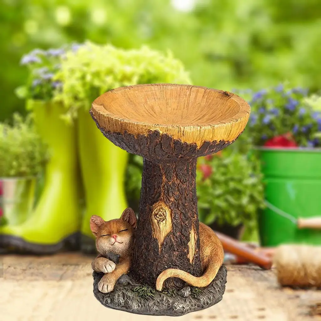 Resin Outdoor Bird Bath Decorative Yard Garden Decoration Cat Statue Sculpture Birdbath Tray Figurine Resin Outdoor Bird Bath Decorative Yard Garden Decoration Cat Statue Sculpture Birdbath Tray Figurine